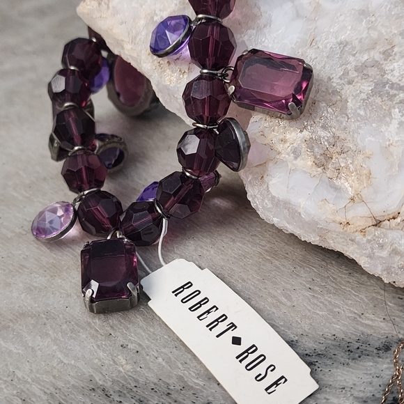 Robert Rose NWT Deep Purple Bracelet and NWT earring necklace set bundle - Picture 4 of 7